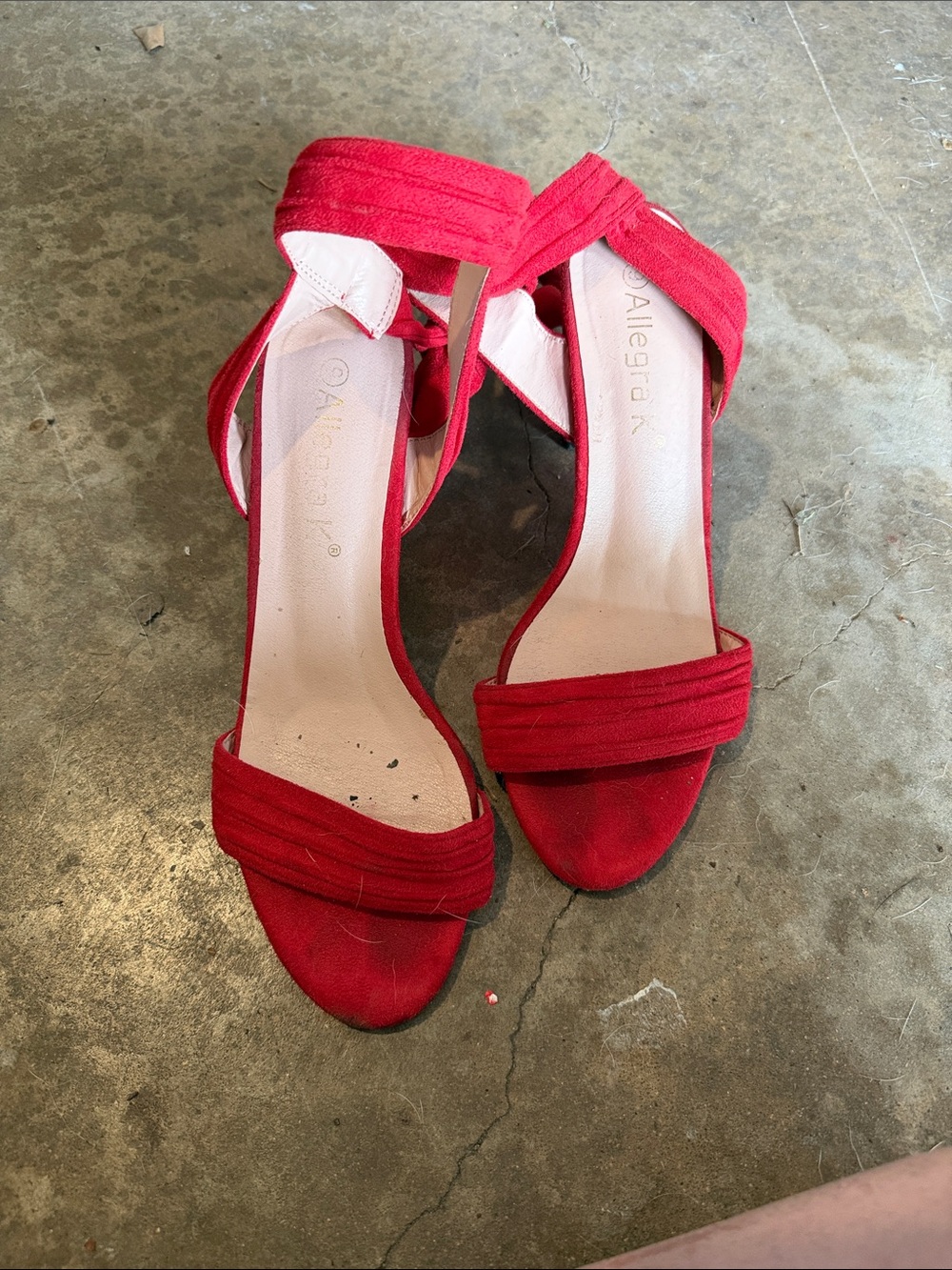 Allegra K Bright Red Strappy Open-Toe Heels